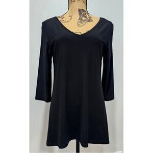 Joseph Ribkoff  Tunic Top, V Neck, 3/4 Sleeve, Black, Womens US Sz 10